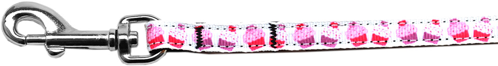 Pink and Purple Cupcakes Nylon Ribbon Pet Leash 3/8 inch wide 4Ft Lsh